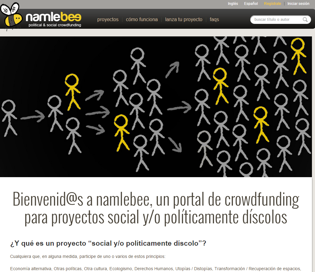 Captura de pantalla de la portada del lloc web Namlebee
